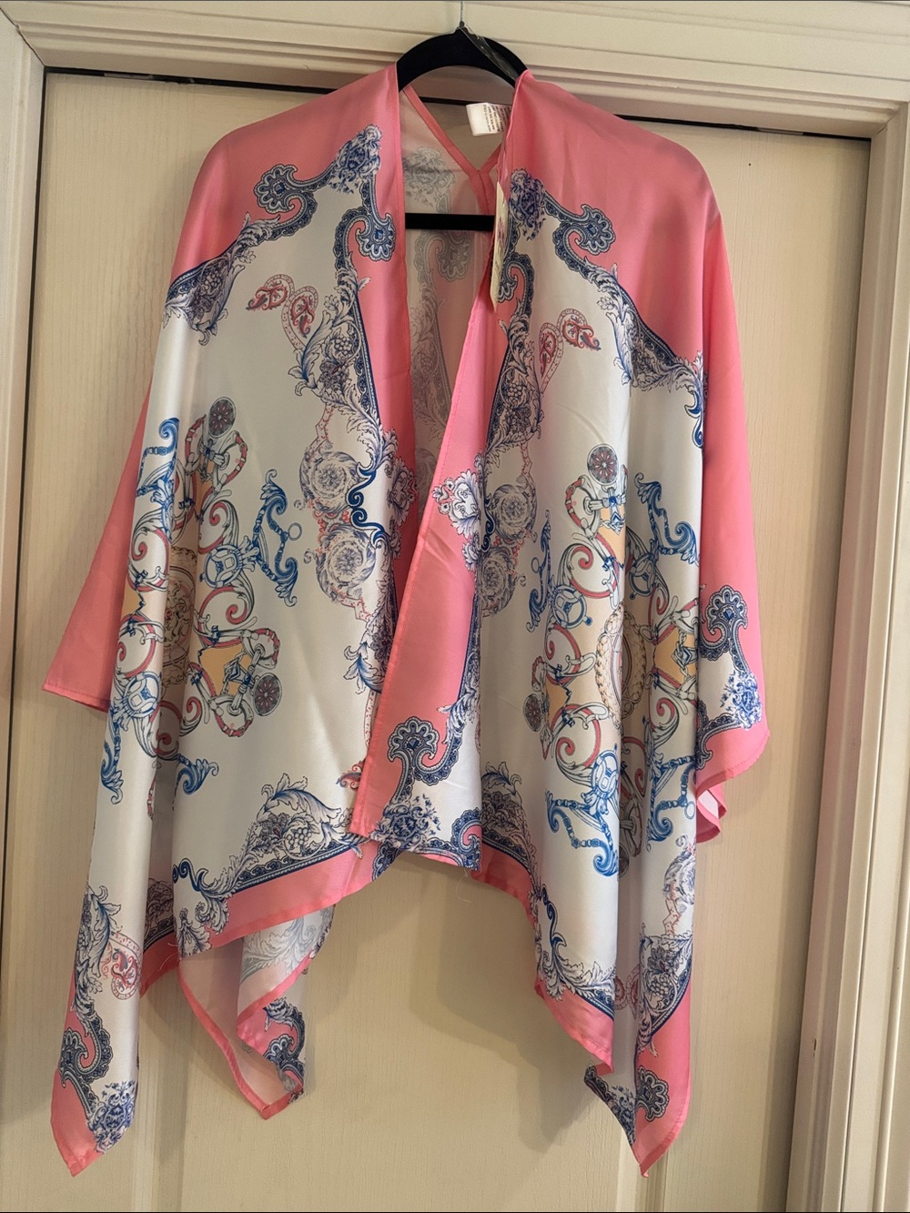 ENTRO PINK BLUE SILKY KIMONO WRAP ONE SIZE